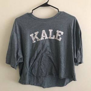 Blue and white crop top